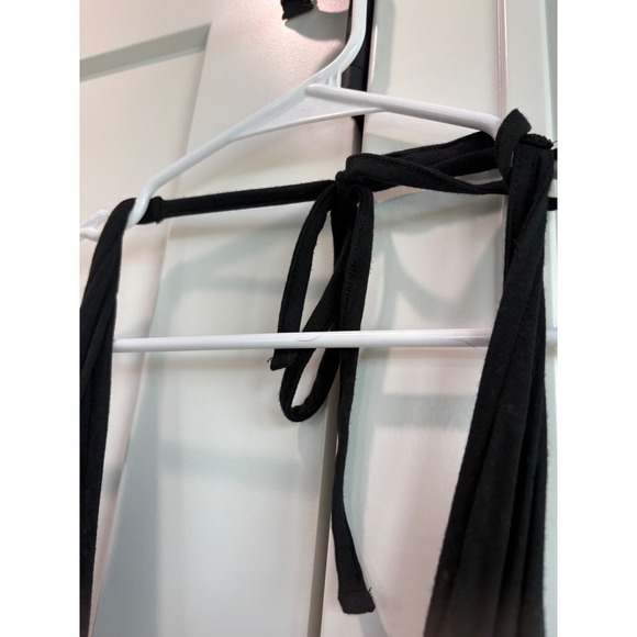 Black Halter Tank Top XS Surplice Tie Neck Sleeveless Casual Blouse - Picture 5 of 6